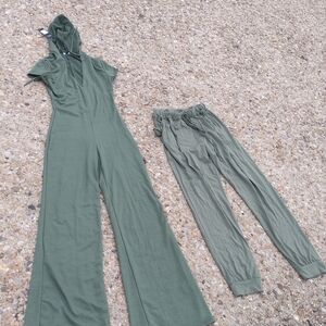 Fashion Nova Olive Jumpsuit and Pants Set